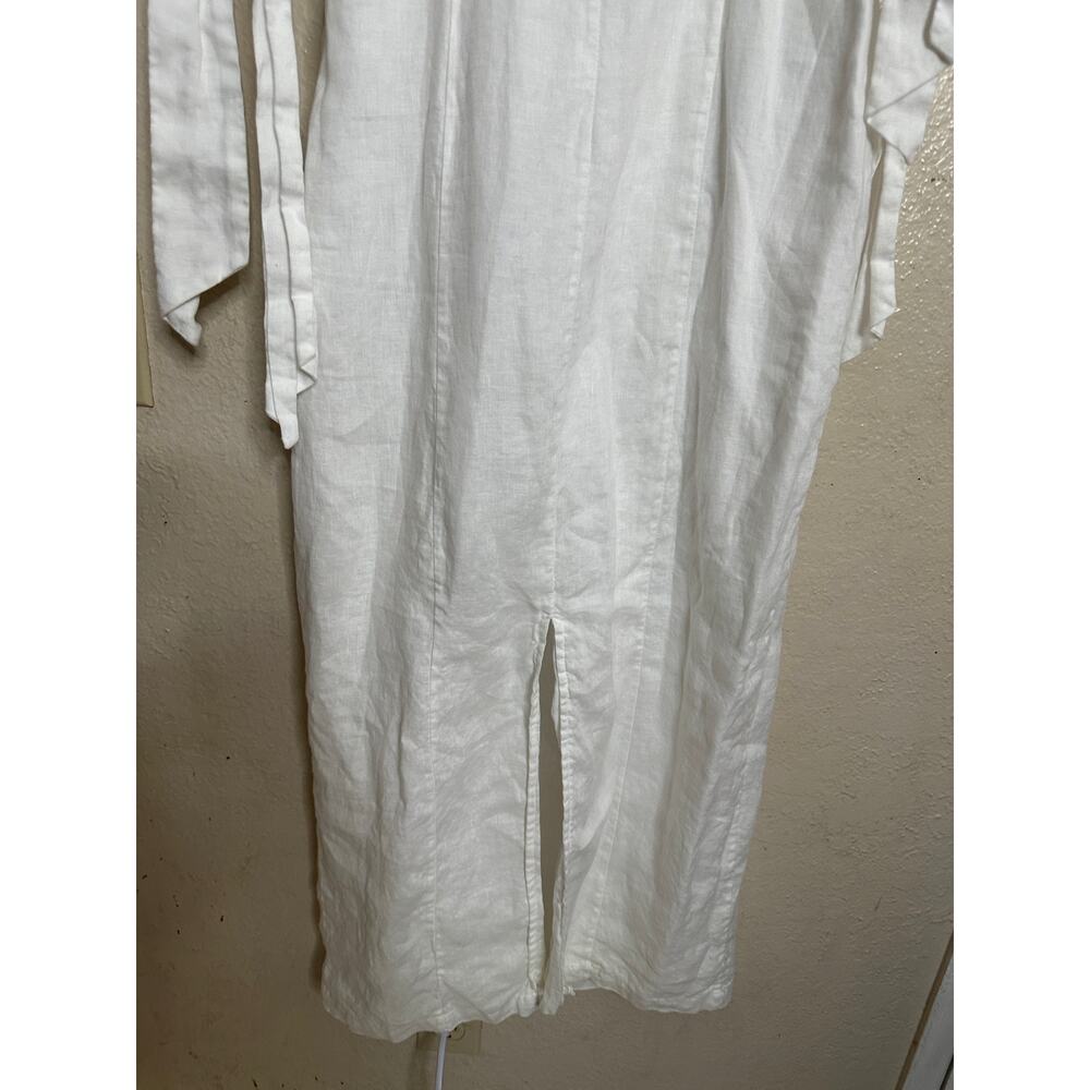 DISSH Aisle White Linen Bow Midi Dress size US6 Square Neck Tie Shoulder - Picture 11 of 13